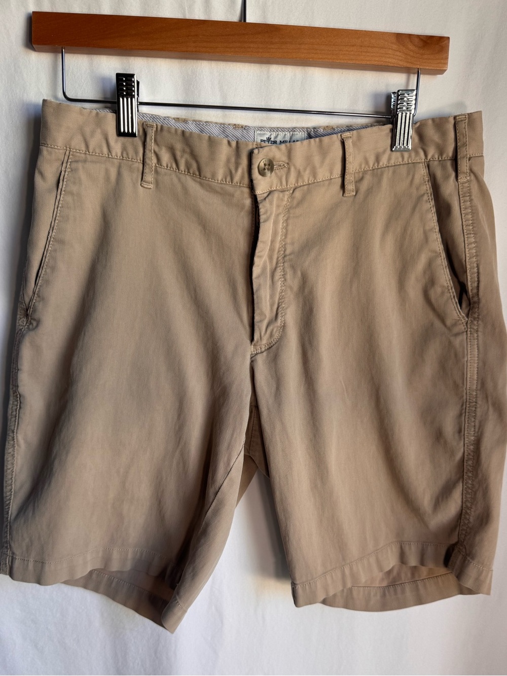 Peter Millar Bedford Cord Khaki Shorts Men’s Size 30 Flat Front Tan Golf Casual